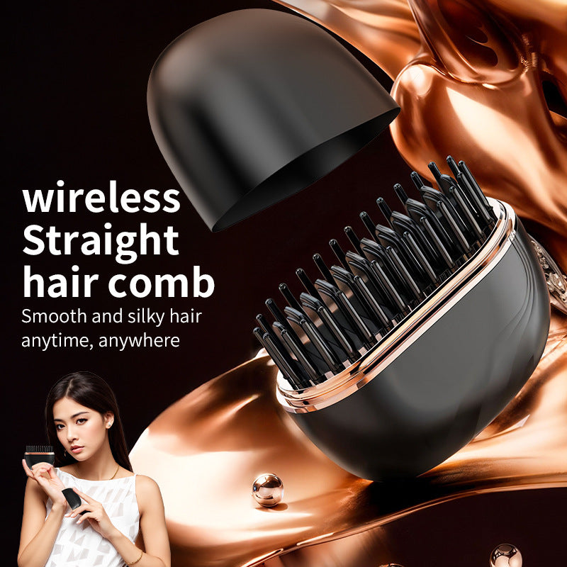 Mini Wireless Hair Straightening Comb | Portable Rechargeable Styling Brush for Smooth, Frizz-Free Hair