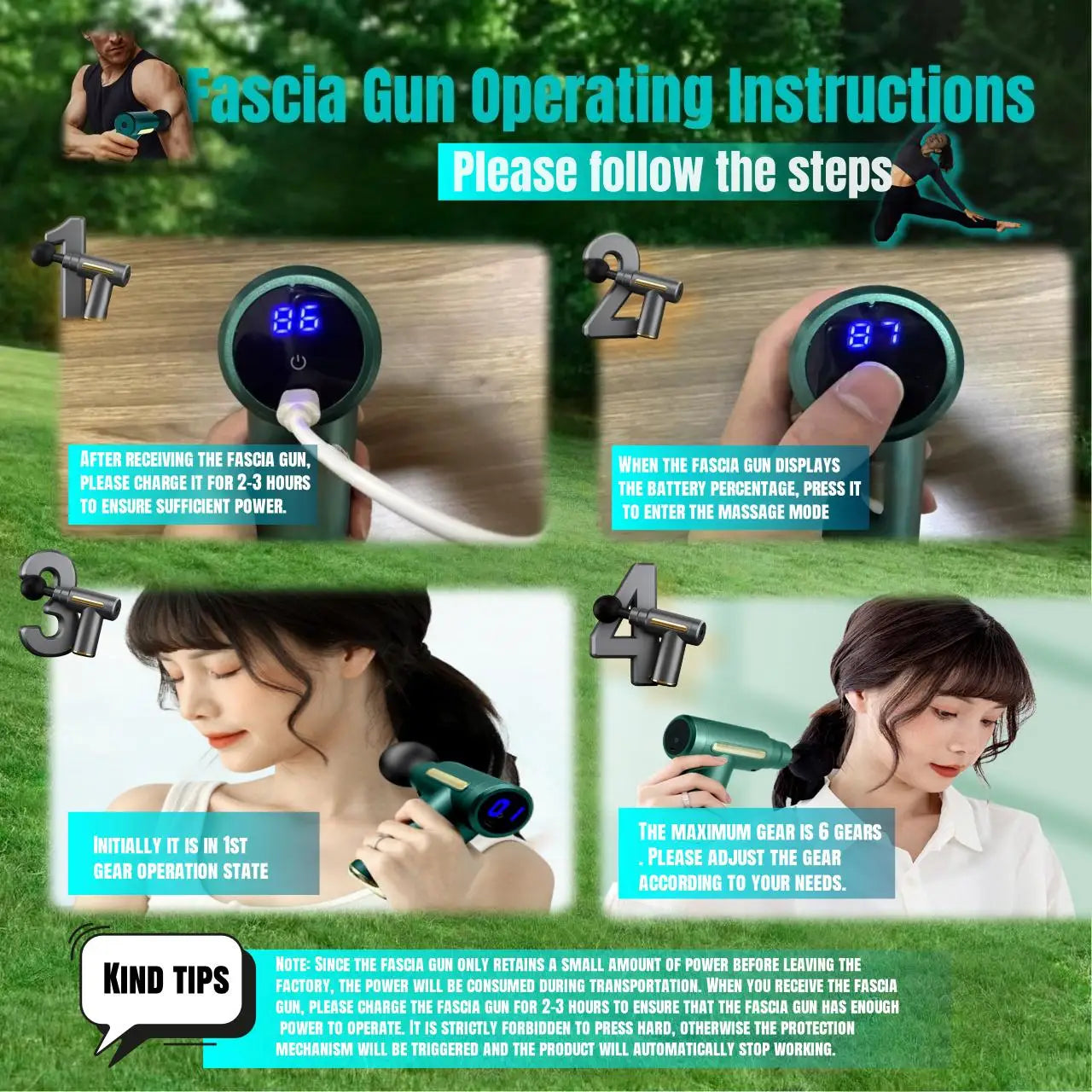 Mini Massage Gun | Type-C Rechargeable Deep Tissue Muscle Relaxation Device (4 Heads)