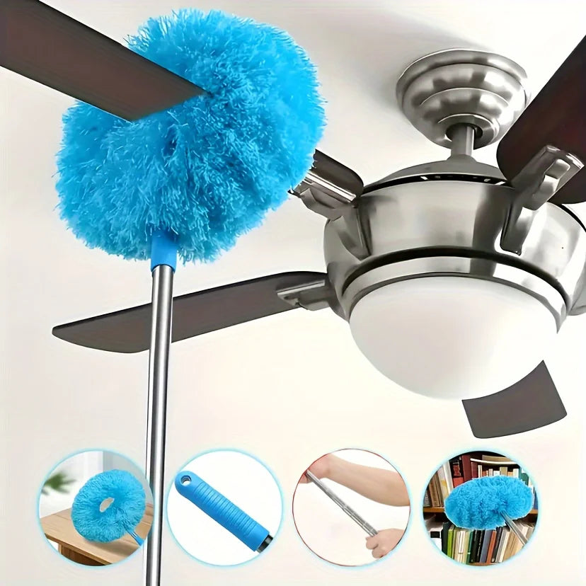 Extendable Microfiber Ceiling Fan Duster | Long Handle Dust Cleaner for High Ceilings & Blades