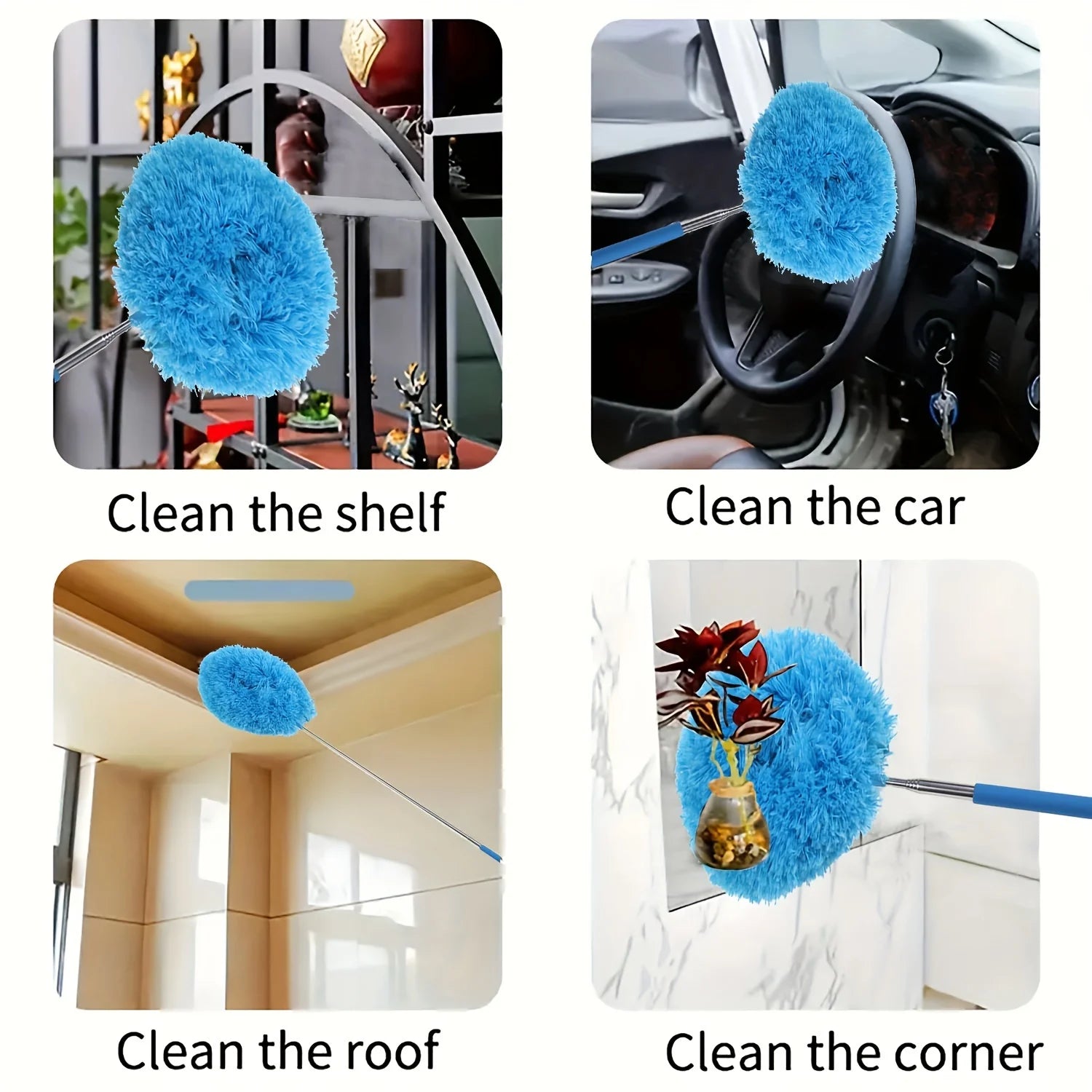 Extendable Microfiber Ceiling Fan Duster | Long Handle Dust Cleaner for High Ceilings & Blades